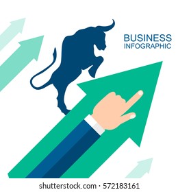 Bullish  Symbols On Stock Market Vector Illustration. Vector Forex Or Commodity Charts, Isolated On Abstract Background. The Symbol Of The Bear And The Bull. The Growing Market.