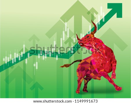 Bullish symbols on stock market vector illustration. vector Forex or commodity charts, on abstract background. The symbol of the the bull. The growing  market.