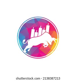 Bullish Trader Logo. Forex bull logo design template vector. Financial bull logo design. 