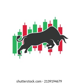 Bullish Trader Logo. Forex bull logo design template vector. Financial bull logo design. Trade Bull Chart.