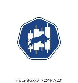 Bullish Trader Logo. Forex bull logo design template vector. Financial bull logo design. Trade Bull Chart.	