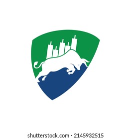 Bullish Trader Logo. Forex bull logo design template vector. Financial bull logo design. Trade Bull Chart.