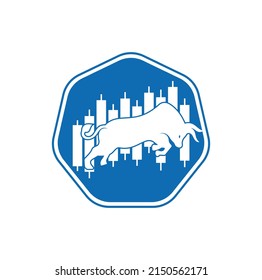 Bullish Trader Logo. Forex bull logo design template vector. Financial bull logo design. Trade Bull Chart.