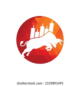 Bullish Trader Logo. Forex bull logo design template vector. Financial bull logo design. Trade Bull Chart.