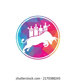 Bullish Trader Logo. Forex bull logo design template vector. Financial bull logo design. Trade Bull Chart.