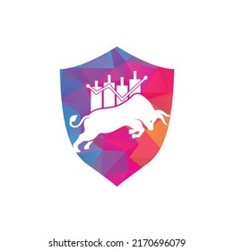 Bullish Trader Logo. Forex bull logo design template vector. Financial bull logo design. Trade Bull Chart.