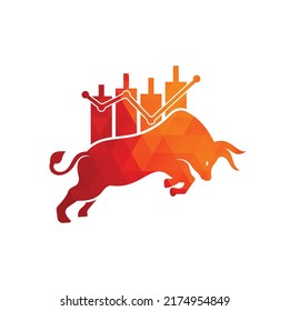 Bullish Trader Logo. Forex bull logo design template vector. Financial bull logo design. Trade Bull Chart.	