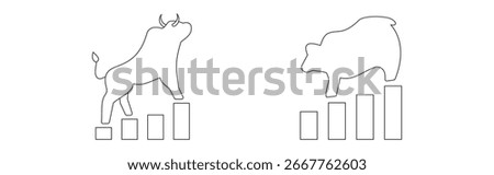 Bullish vs Bearish icon set with bull market and bear market concept illustration