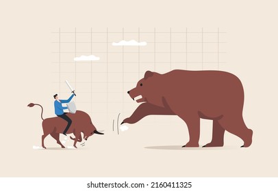 Bullish vs. Bearish Markets Stock Exchange Concept. Wait for the market to reverse from a bear market to a bull market. Graph, Stock exchange, Financial, Bitcoin. Investors ride bulls to fight bears.