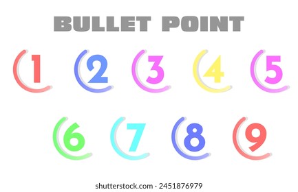 Bullitt point vector
Colored vector points from 1 to 10
Beautiful gradient points