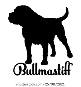 Bullmastiff. dog silhouette, dog breeds, logo, vector, silhouette,  animal, illustration, icon, sign, design, black, symbol, pet, love
