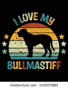 Bullmastiff silhouette vintage and retro t-shirt design svg