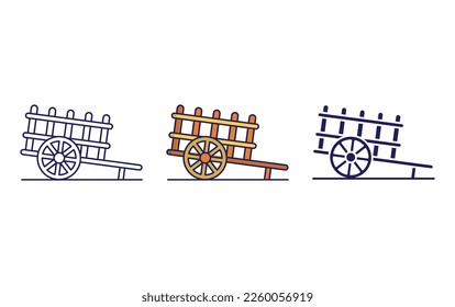 Bullock cart vector illustration icon