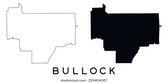 Bullock map outlined and black vector