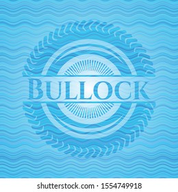 Bullock sky blue water wave emblem. Vector Illustration. Detailed.