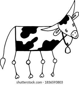 Bulls with a cow and flies, clover, flies, wasps, horseflies, symbol of the year, tree