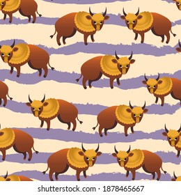 bulls cute animals character isolated on  background. Concept for wallpaper wrapping paper, cards 
