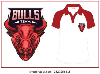 Bulls e sports logo, t shirt mock ups illustration vectors