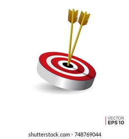 Bulls eye icon vector, arrow hitting target