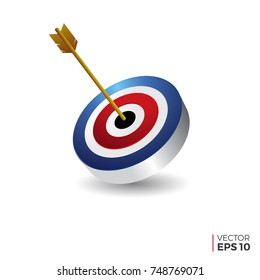 Bulls eye icon vector, arrow hitting target