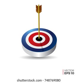 Bulls eye icon vector, arrow hitting target