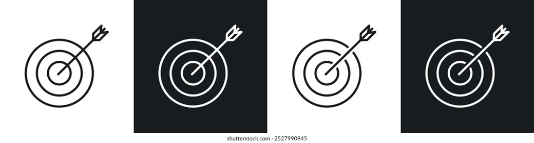 Bulls eye icon vector icon set black filled and outlined style.