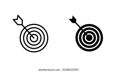 Bulls eye vector icon set in black and white color.