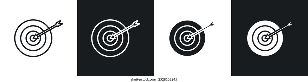 Bulls eye vector icon set in black and white