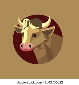 Bull's head in brown colors.