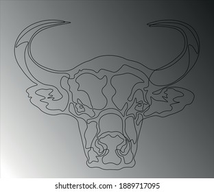 A bull's head drawn with a single line