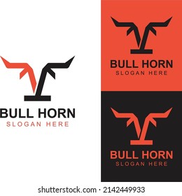 Bull's head horn logo. Using vector design concept.
