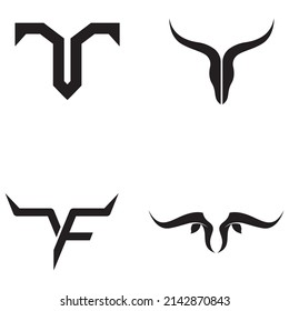Bull's head horn logo. Using vector design concept.