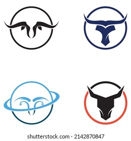 Bull's head horn logo. Using vector design concept.