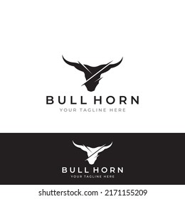 Bull's head horn logo. Using vector design concept.