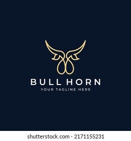 Bull's head horn logo. Using vector design concept.