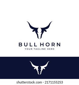 Bull's head horn logo. Using vector design concept.