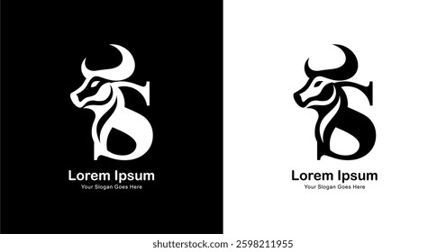 Bull's head logo design combined with the letter S
