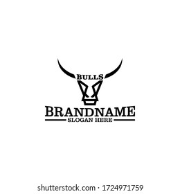 bulls head logo design vector