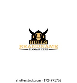 bulls head logo design vector