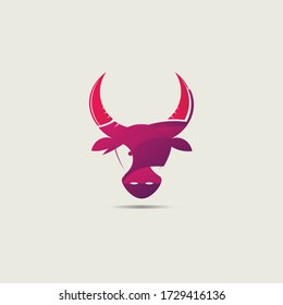 bull's head logo. gradient colorful 