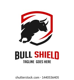 Bull's head logo and shield