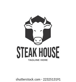 Bull's head logo. Vector illustration  for emblem, poster, label, badge. Advertising of beef meat products