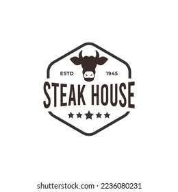 Bull's head logo. Vector illustration  for emblem, poster, label, badge. Advertising of beef meat products