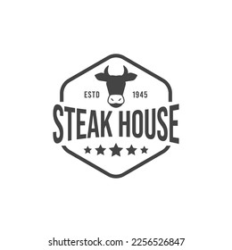 Bull's head logo. Vector illustration  for emblem, poster, label, badge. Advertising of beef meat products