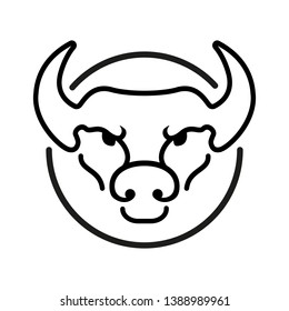 Bull's head. The simplified outline. Isolated. Vector image in black on a white background.