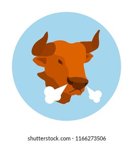 The bull's head. Vector flat illustration cartoon style.