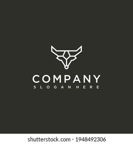bull's head, vector outline logo design