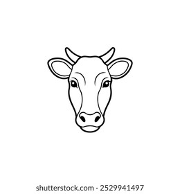 Bull's head-shaped outline vector with wide horns