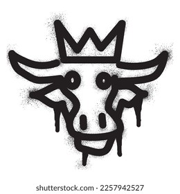 Bulls king head graffiti with black spray paint