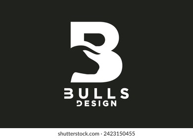 Bulls logo design with letter B creative concept Premium Vector